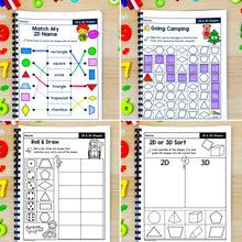 Load image into Gallery viewer, 2D and 3D Shapes - Kindergarten Math Worksheets