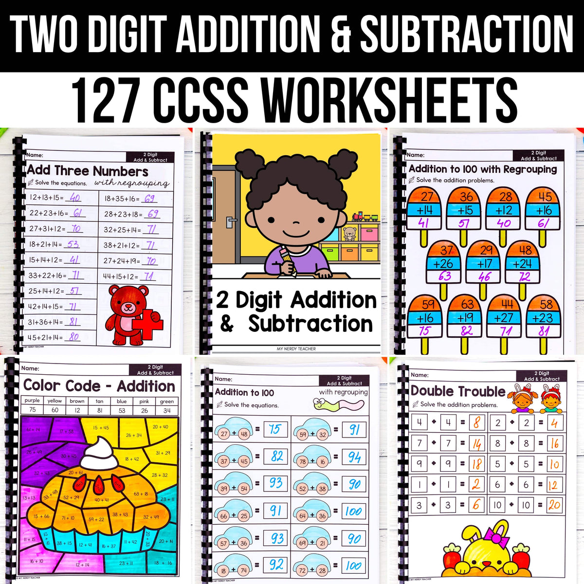 Two-Digit Addition & Subtraction - 2nd Grade Math Worksheets – My Nerdy ...