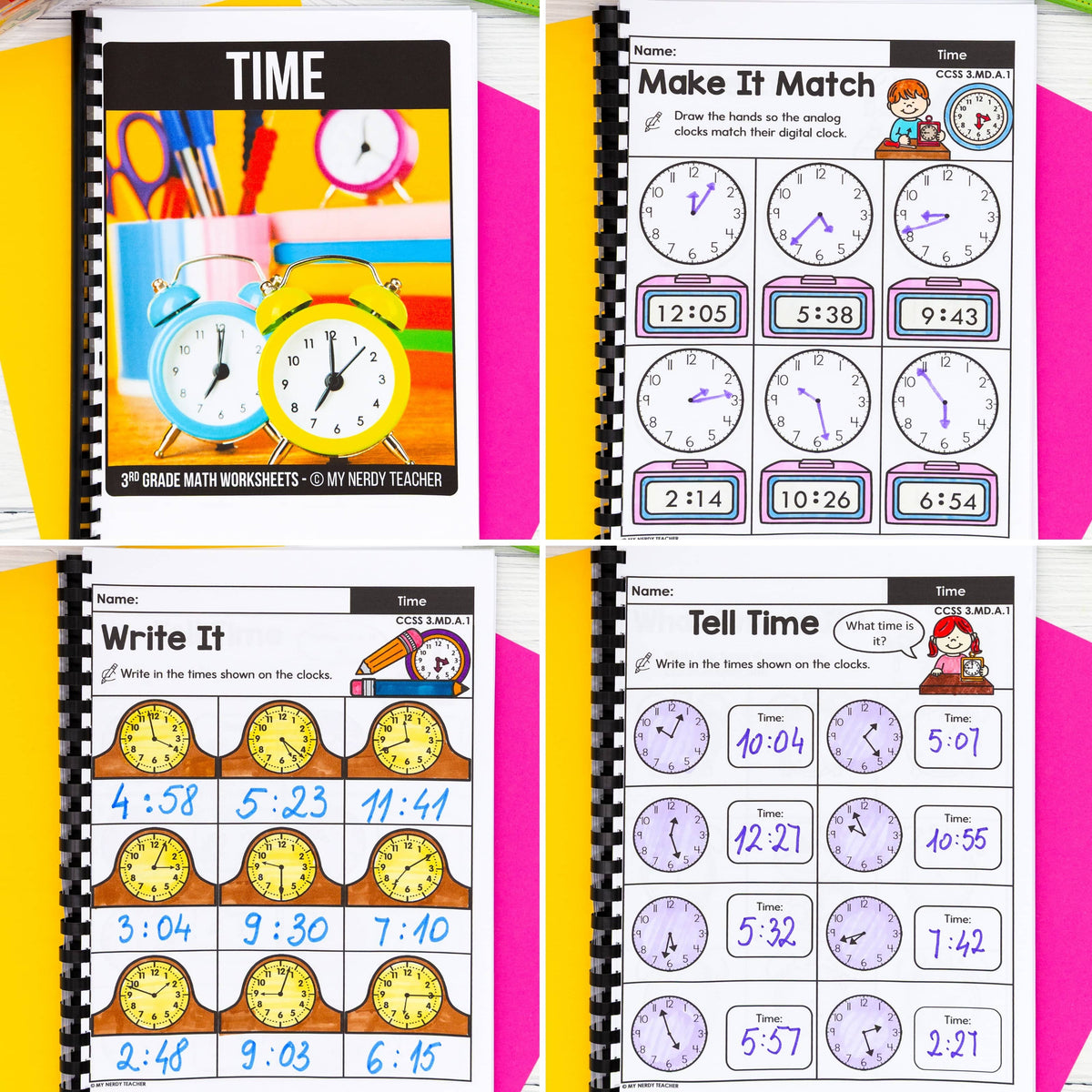 Time - 3rd Grade Math Worksheets – My Nerdy Teacher