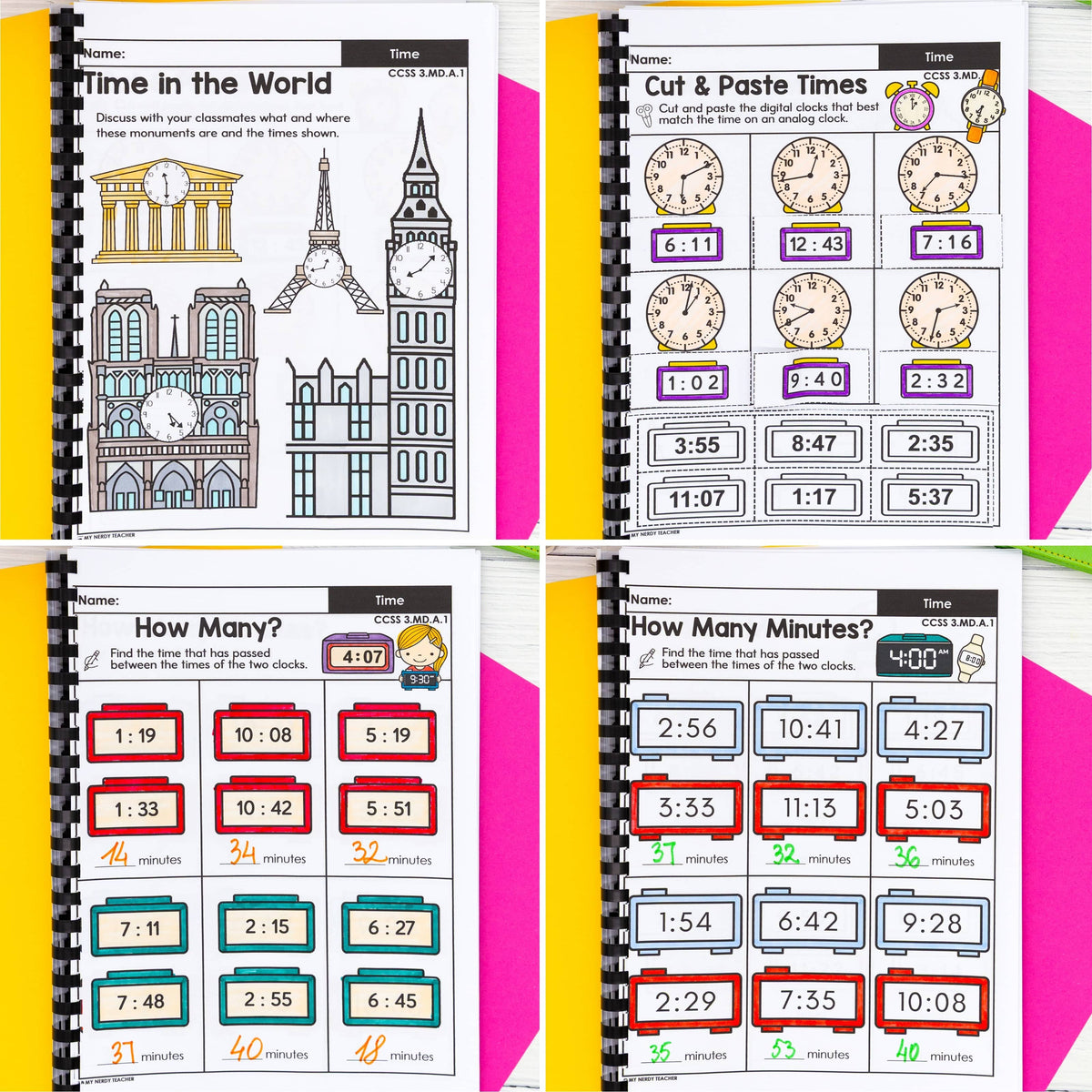 Time - 3rd Grade Math Worksheets – My Nerdy Teacher