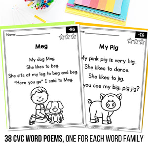 Buy3Get1 FREE B15 - CVC Word Worksheets, Phonics Books, Short Vowels Task Cards