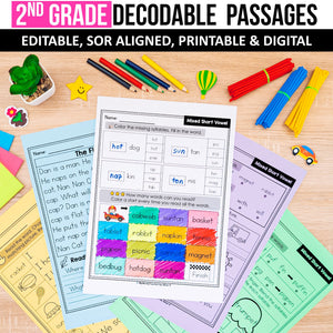 Buy3Get1 FREE B11 - Multisyllabic Words, Reading Passages, Decodable Poems, Partner Plays