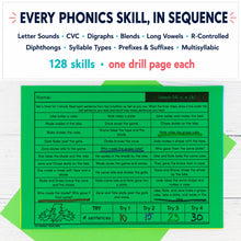 Load image into Gallery viewer, Decodable Reading Fluency Drills | Words, Phrases &amp; Sentences | Phonics Bundle K-3
