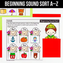 Load image into Gallery viewer, Beginning Sound Sort A–Z | Cut and Paste Phonemic Awareness Worksheets