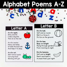 Load image into Gallery viewer, Alphabet Poems A–Z | Letter Sound Poetry Cards with Beginning Sound Vocabulary