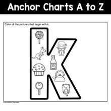 Load image into Gallery viewer, Alphabet Anchor Charts A to Z: Color by Beginning Sounds