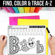 Load image into Gallery viewer, Find, Color &amp; Trace Alphabet Worksheets A–Z | Letter Recognition Practice