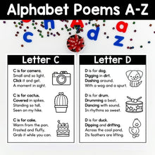 Load image into Gallery viewer, Alphabet Poems A–Z | Letter Sound Poetry Cards with Beginning Sound Vocabulary