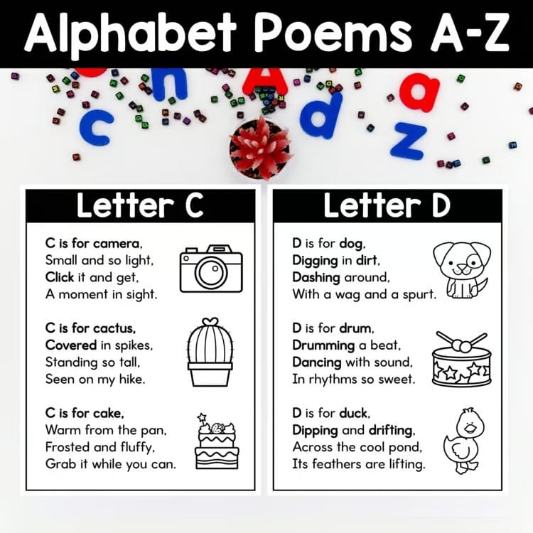 Alphabet Poems A–Z | Letter Sound Poetry Cards with Beginning Sound Vo ...