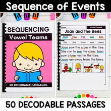 Load image into Gallery viewer, 50 Vowel Teams Decodable Read &amp; Sequence Phonics Passages