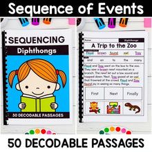 Load image into Gallery viewer, 50 Diphthongs Decodable Read &amp; Sequence Phonics Passages
