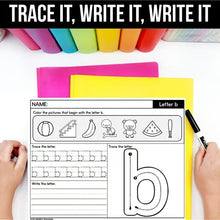 Load image into Gallery viewer, Alphabet Worksheets A–Z: Trace, Write, and Identify Letter Sounds