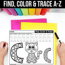 Load image into Gallery viewer, Find, Color &amp; Trace Alphabet Worksheets A–Z | Letter Recognition Practice