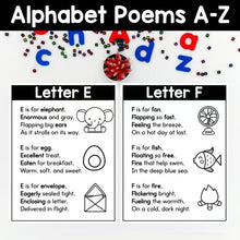 Load image into Gallery viewer, Alphabet Poems A–Z | Letter Sound Poetry Cards with Beginning Sound Vocabulary