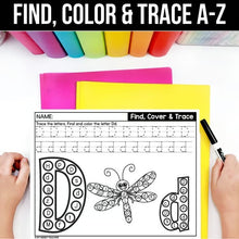 Load image into Gallery viewer, Find, Color &amp; Trace Alphabet Worksheets A–Z | Letter Recognition Practice