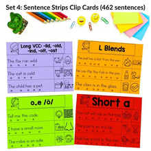 Load image into Gallery viewer, Sentence Strips Clip Cards (462 sentences) + Editable PowerPoint