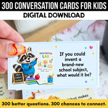 Load image into Gallery viewer, 300 Printable Conversation Starter Cards for Kids - 30 Printable Pages