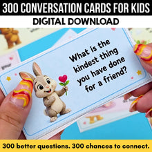Load image into Gallery viewer, 300 Printable Conversation Starter Cards for Kids - 30 Printable Pages