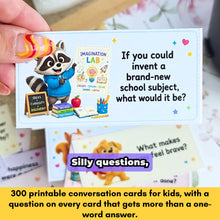 Load image into Gallery viewer, 300 Printable Conversation Starter Cards for Kids - 30 Printable Pages