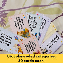 Load image into Gallery viewer, 300 Printable Conversation Starter Cards for Kids - 30 Printable Pages