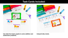 Load image into Gallery viewer, Graphing and Data Kindergarten Math Task Cards - CCSS Aligned