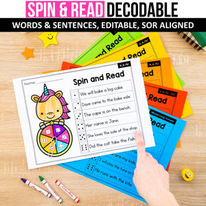 Spin & Read Decodable Words and Sentences MEGA BUNDLE - Science of Reading Aligned - K - 2nd Grade