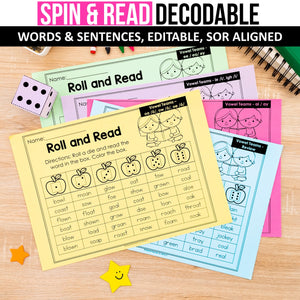 Spin & Read Decodable Words and Sentences MEGA BUNDLE - Science of Reading Aligned - K - 2nd Grade
