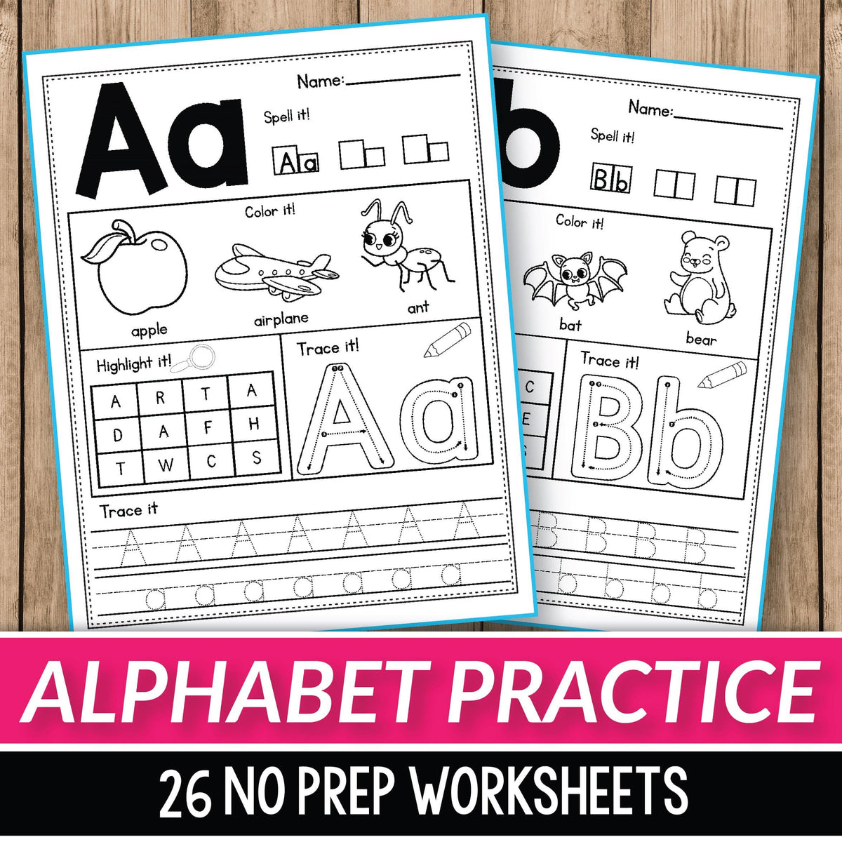 Alphabet Worksheets A-Z - Beginning Sounds Practice - INSTANT DOWNLOAD ...