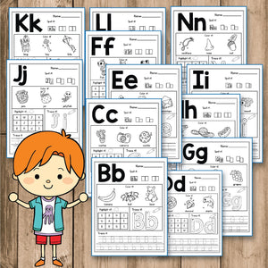 Alphabet Worksheets A-Z - Beginning Sounds Practice - INSTANT DOWNLOAD