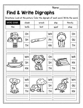 Load image into Gallery viewer, Consonant Digraphs Worksheets SH CH TH WH PH KN WR QU MEGA BUNDLE