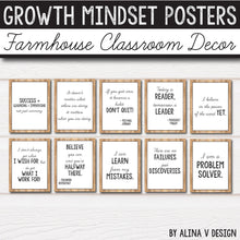 Load image into Gallery viewer, Modern Farmhouse Classroom Decor Growth Mindset Posters INSTANT DOWNLOAD