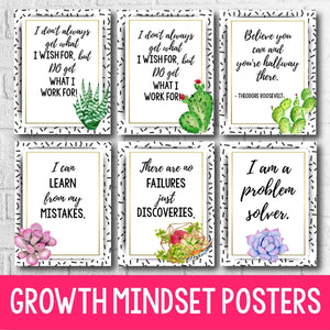 Growth Mindset Posters - Succulent Decor INSTANT DOWNLOAD