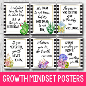 succulent classroom posters Modern Farmhouse Classroom Decor Growth Mindset Posters – My Nerdy Teacher