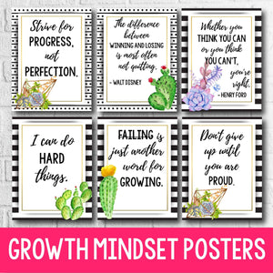 succulent themed classroom decor Modern Farmhouse Classroom Decor Growth Mindset Posters – My Nerdy Teacher