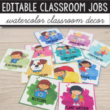 Load image into Gallery viewer, Classroom Jobs Editable - Watercolor INSTANT DOWNLOAD