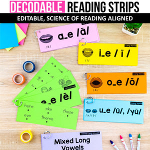 Decodable Words and Sentences Strips MEGA BUNDLE (Editable) - Science of Reading Aligned - K - 2nd Grade