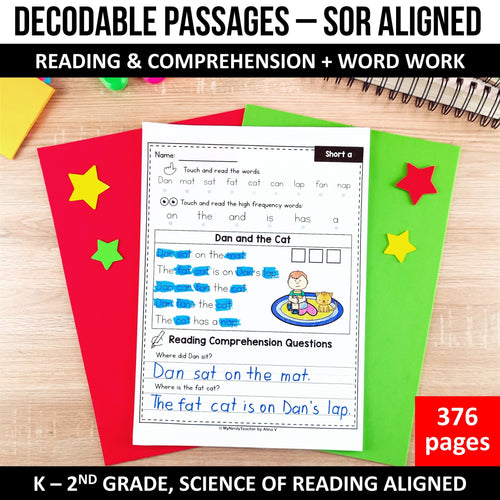 Science of Reading Decodable Passages + Word Work MEGA BUNDLE - K to 2nd Grade - Digital Download