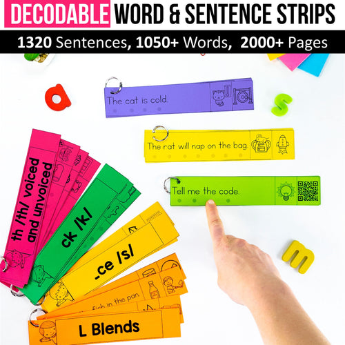 The Ultimate Decodable Words and Sentences Strips MEGA BUNDLE (Editable) - Science of Reading Aligned - K - 2nd Grade
