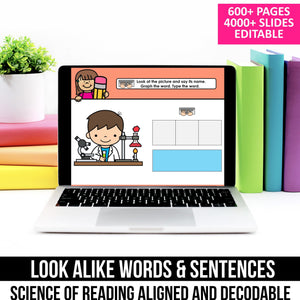 Decodable Look Alike Words and Sentences MEGA BUNDLE (Editable) - K - 2nd Grade