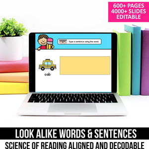 Decodable Look Alike Words and Sentences MEGA BUNDLE (Editable) - K - 2nd Grade