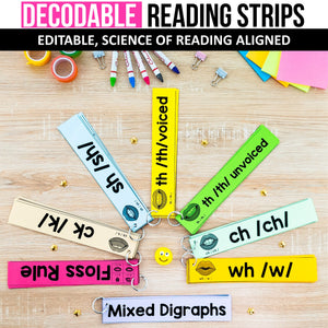 Decodable Words and Sentences Strips MEGA BUNDLE (Editable) - Science of Reading Aligned - K - 2nd Grade