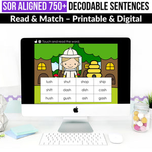 Read and Match Decodable Sentences MEGA BUNDLE - K to 2nd Grade - SOR Aligned