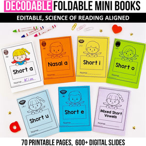 Decodable Foldable Mini Books MEGA BUNDLE (Editable) - Science of Reading Aligned - K - 2nd Grade