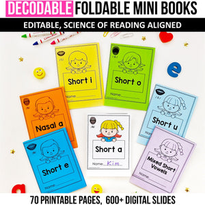 Decodable Foldable Mini Books MEGA BUNDLE (Editable) - Science of Reading Aligned - K - 2nd Grade