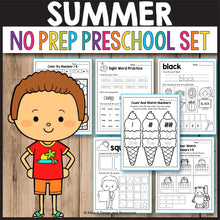 Load image into Gallery viewer, Summer Activities for Preschool, Summer Math Worksheets