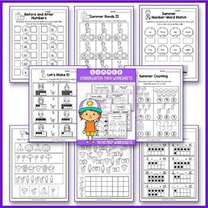 Summer Math Worksheet, End of Year Activities Math, Summer Packet Kindergarten