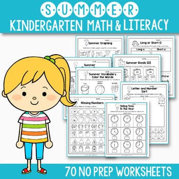 Summer Math and Literacy - End of the Year Activities for Kindergarten No Prep