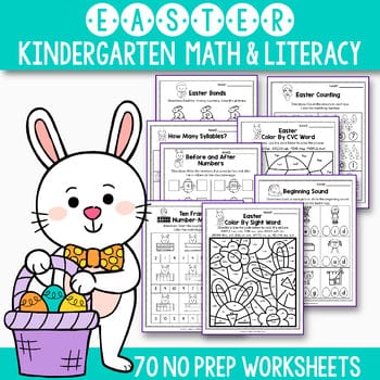 Easter Math and Literacy - Easter Activities for Kindergarten No Prep ...