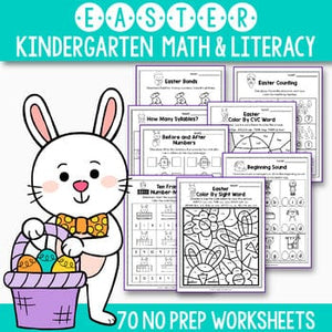 Easter Math and Literacy - Easter Activities for Kindergarten No Prep