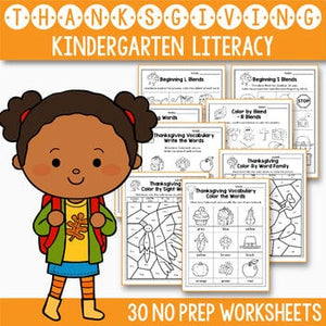 Thanksgiving Activities For Kindergarten Literacy No Prep
